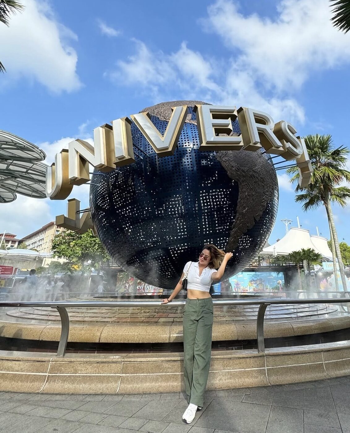 At the Universal Studios Singapore globe
